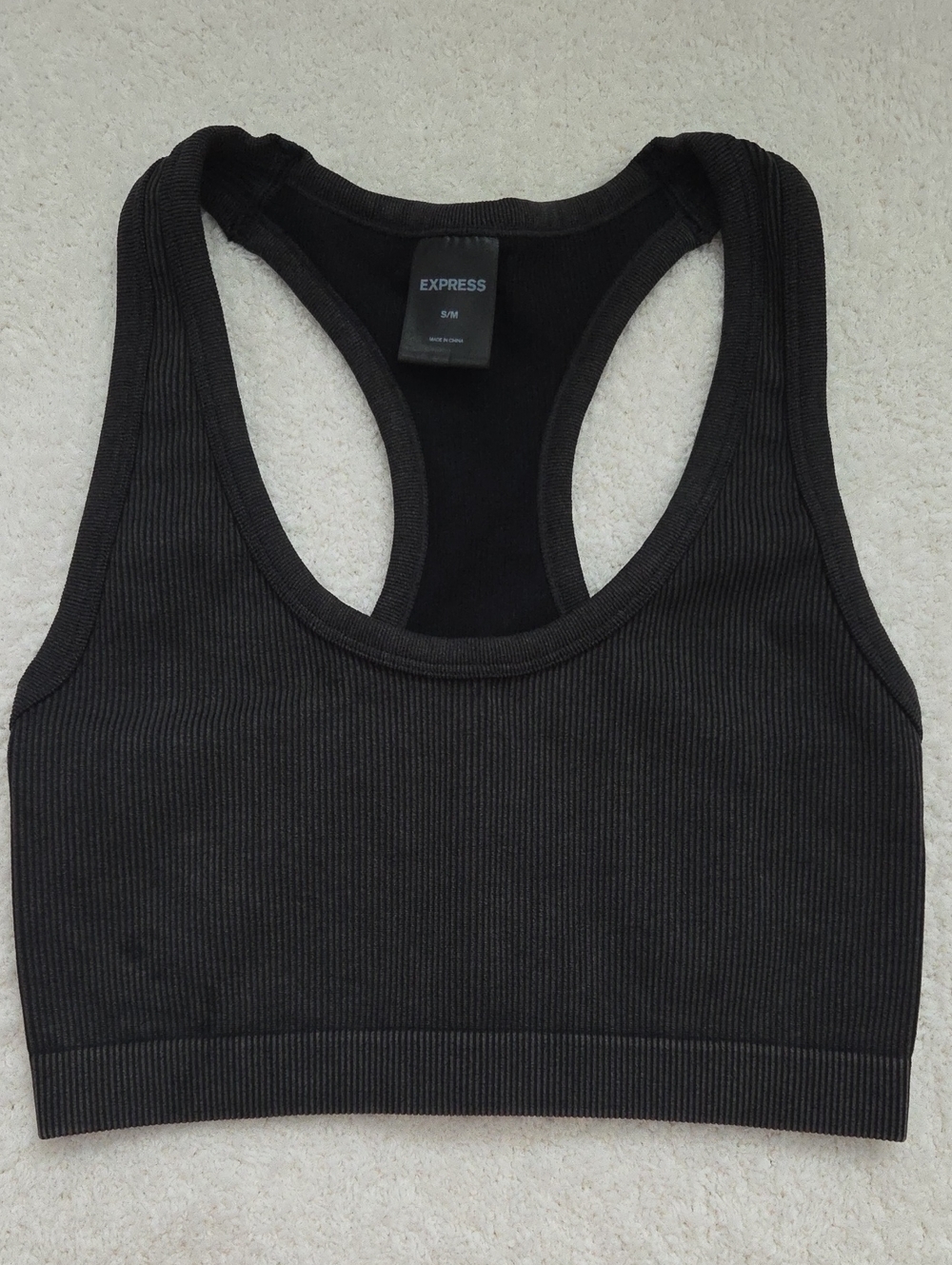 Express Black Ribbed Racerback Sports Bralette